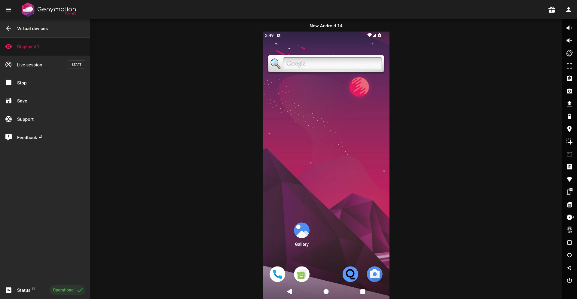 Instance display in a new web browser window