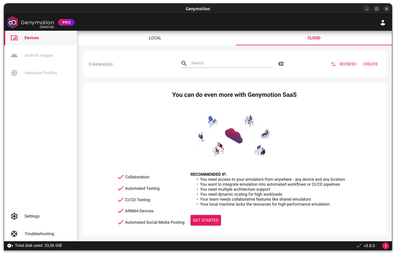 Cloud Instances Dashboard Tab
