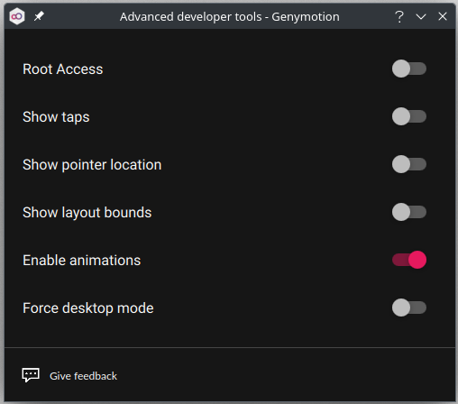 Advanced developer tools window