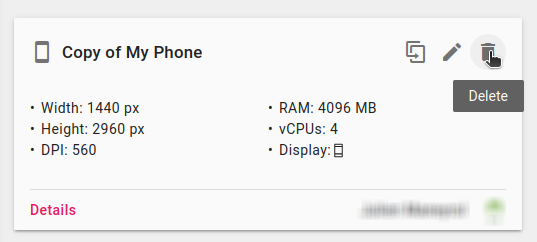 Hardware profile delete